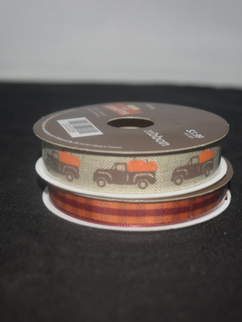 🍁NWT Hobby Lobby Fall Ribbon 2 Pk - Vintage Truck & Plaid Harvest Trim
